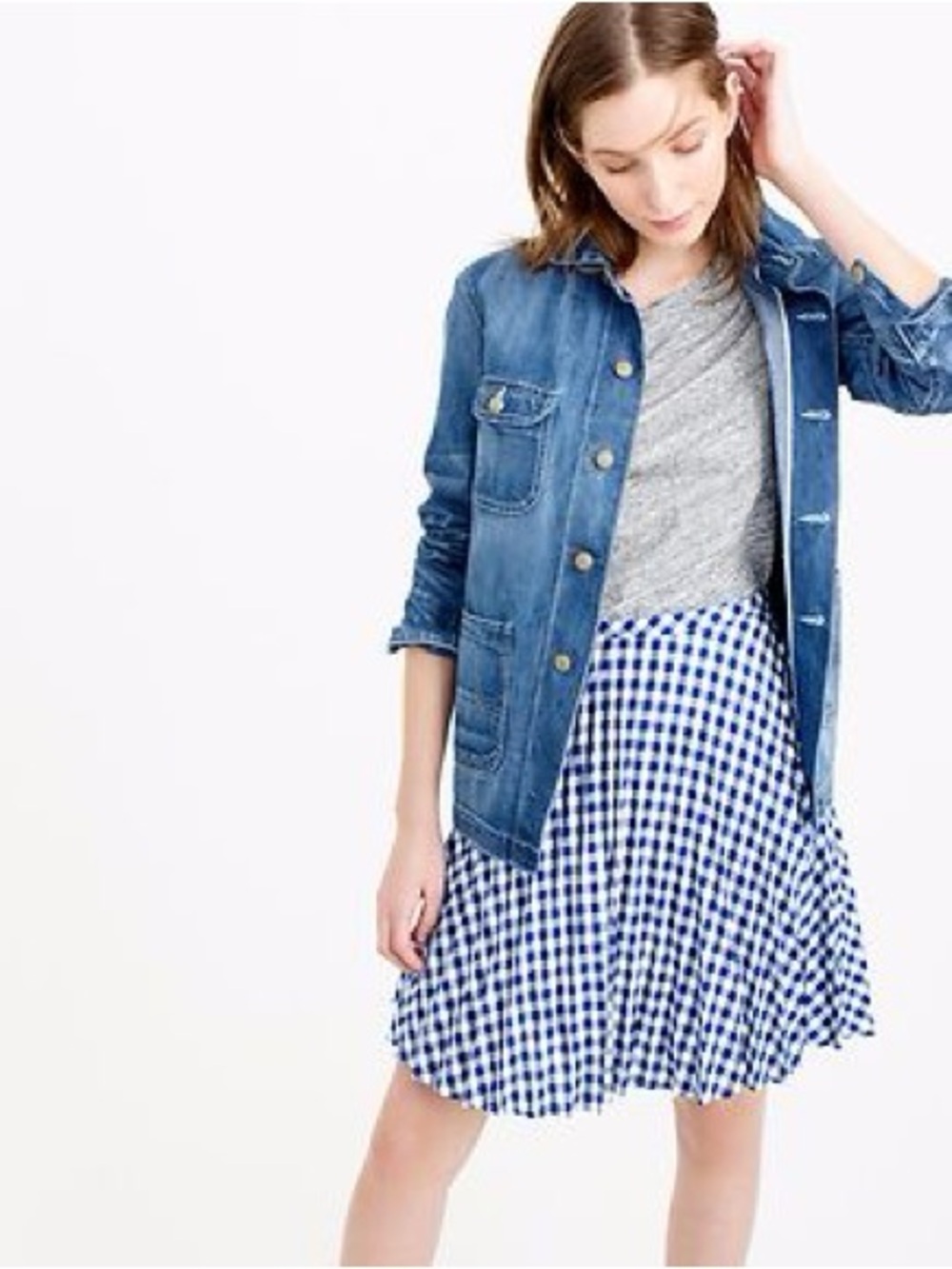 Jcrew Blue gingham mini skirt